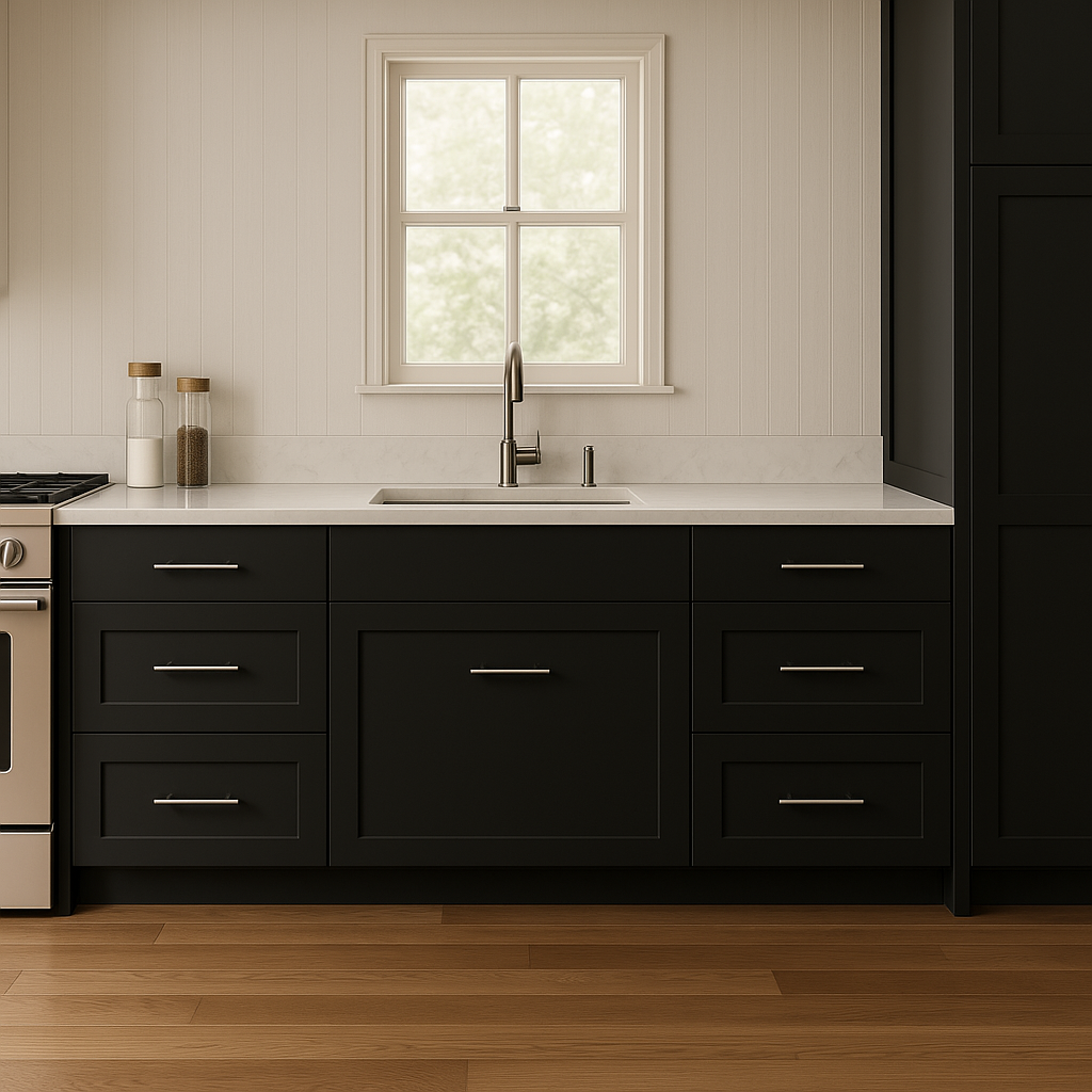 Hampton Bay Avondale 18-inch Shaker Drawer Base Cabinet in Raven Black