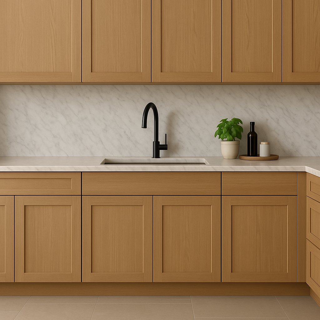 Hampton Bay Avondale Shaker Sink Base Kitchen Cabinet in White Oak