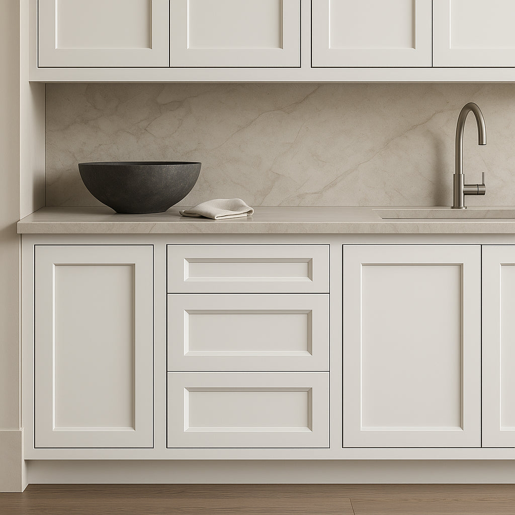 PELHAM & WHITE Keyport Shaker Drawer Base Kitchen Cabinet, White, Tool-Free Assembly