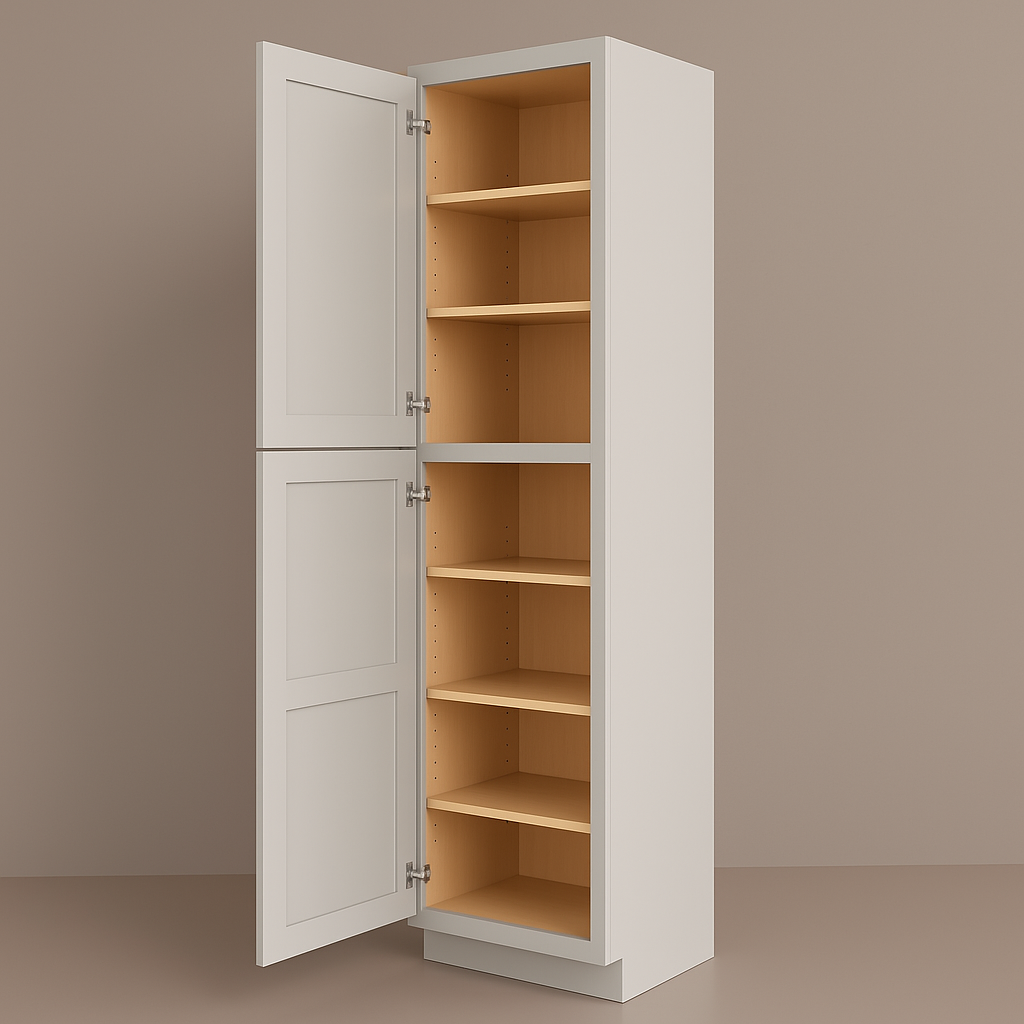 HOMEIBRO Shaker Dove Plywood Pantry Cabinet - 18" W x 24" D x 96" H