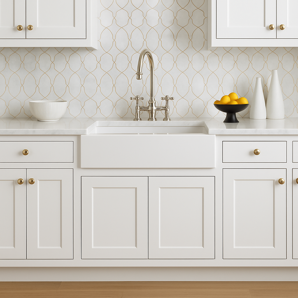 HOMEIBRO White Painted Shaker Style Farm Sink Base Cabinet, 36 in. W x 34.5 in. H x 24 in. D