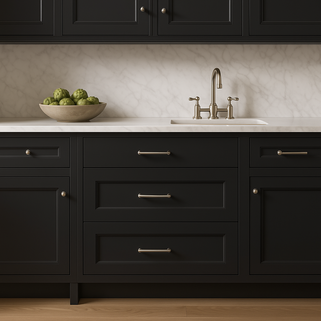 Hampton Bay Avondale 36 in. Shaker Drawer Base Cabinet in Raven Black