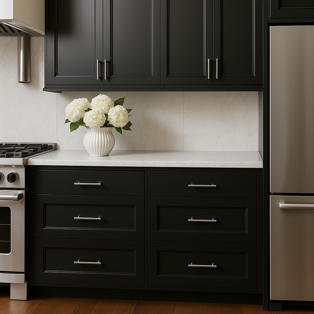 Hampton Bay Avondale 36 in. Shaker Drawer Base Cabinet in Raven Black