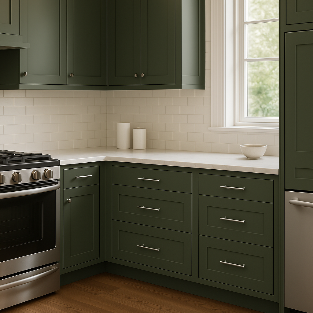 Hampton Bay Avondale 30-inch Shaker Drawer Base Cabinet in Fern Green