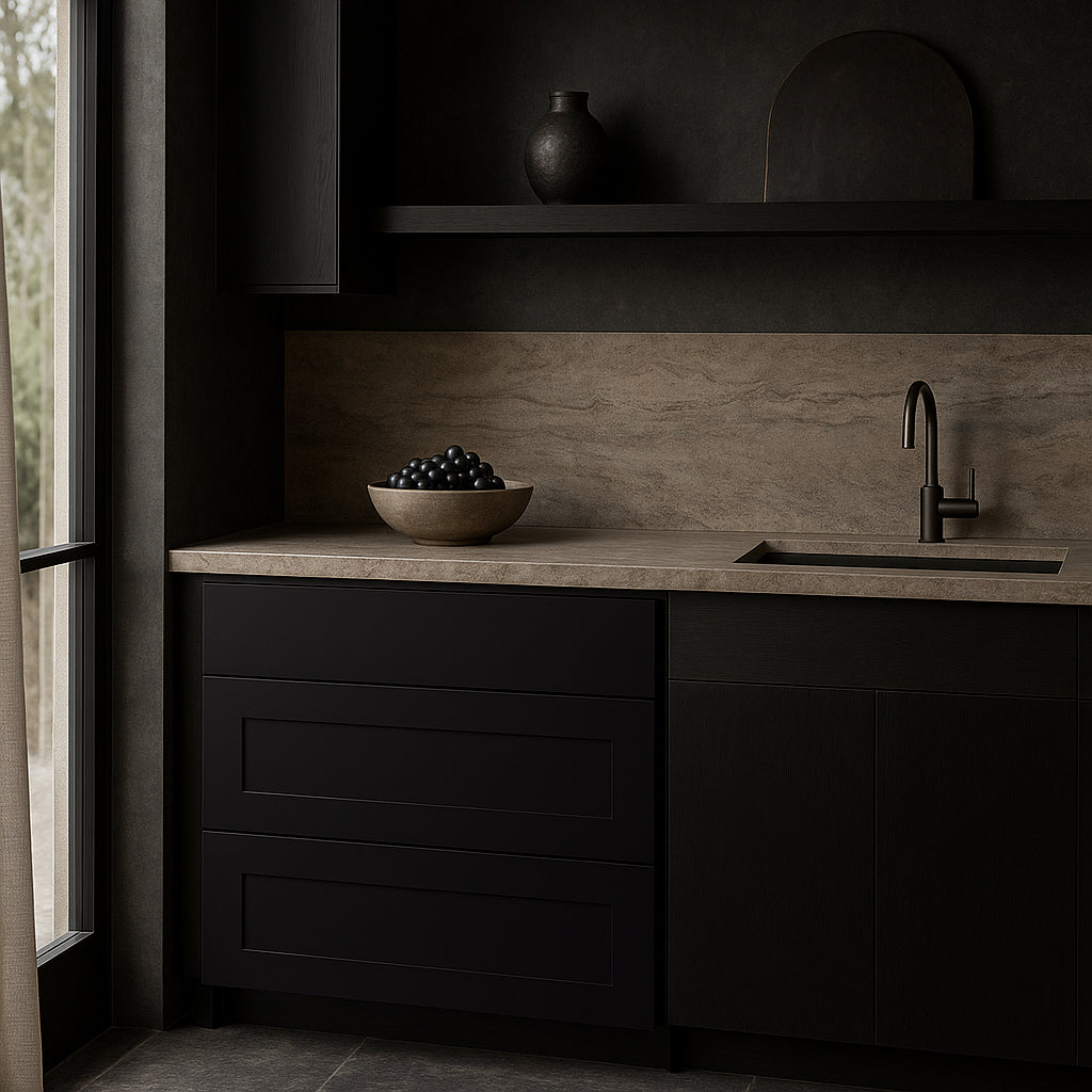 Hampton Bay Avondale 30" Shaker Drawer Base Cabinet in Raven Black