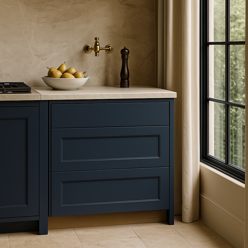 Hampton Bay Avondale Ink Blue Shaker Drawer Base Cabinet, 30 in. W x 24 in. D x 34.5 in. H