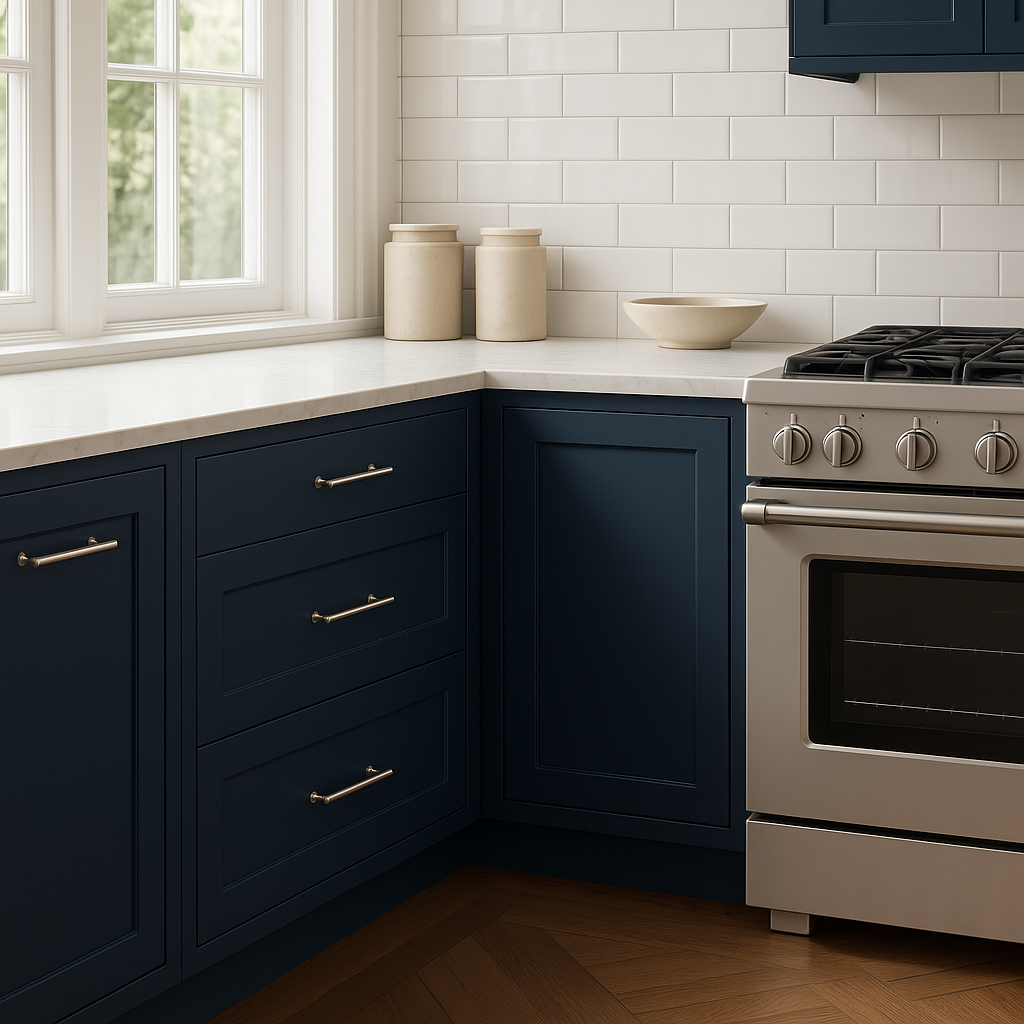 Hampton Bay Avondale Ink Blue Shaker Drawer Base Cabinet, 30 in. W x 24 in. D x 34.5 in. H