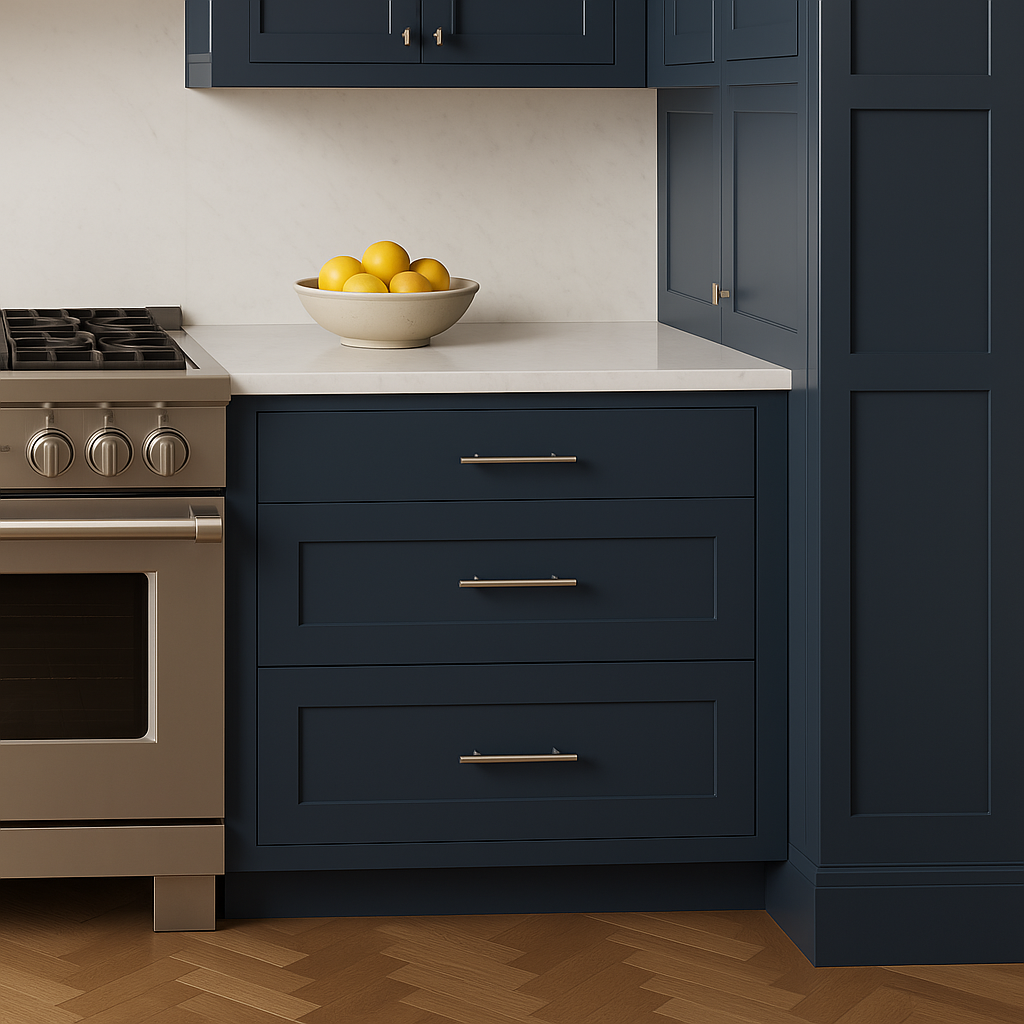 Hampton Bay Avondale Ink Blue Shaker Drawer Base Cabinet, 30 in. W x 24 in. D x 34.5 in. H