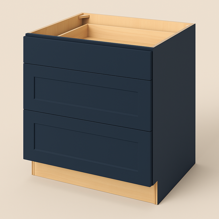 Hampton Bay Avondale 36 in. Ready to Assemble Plywood Shaker Drawer Base Kitchen Cabinet in Ink Blue