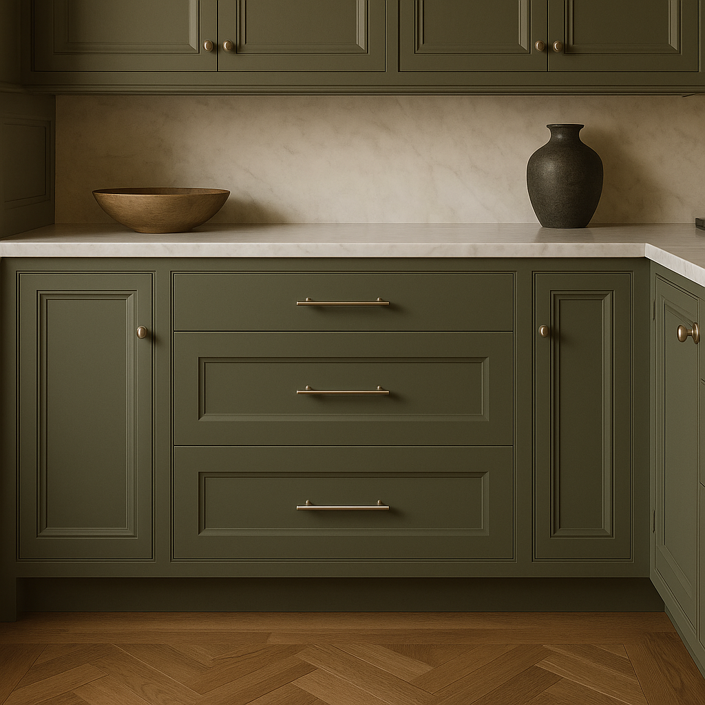 Hampton Bay Avondale Shaker Drawer Base Kitchen Cabinet, Fern Green, 36x24x34.5 in.