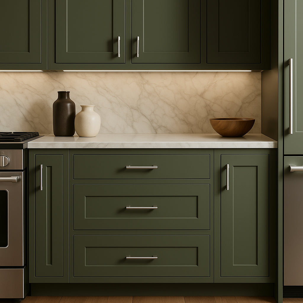 Hampton Bay Avondale Shaker Drawer Base Kitchen Cabinet, Fern Green, 36x24x34.5 in.