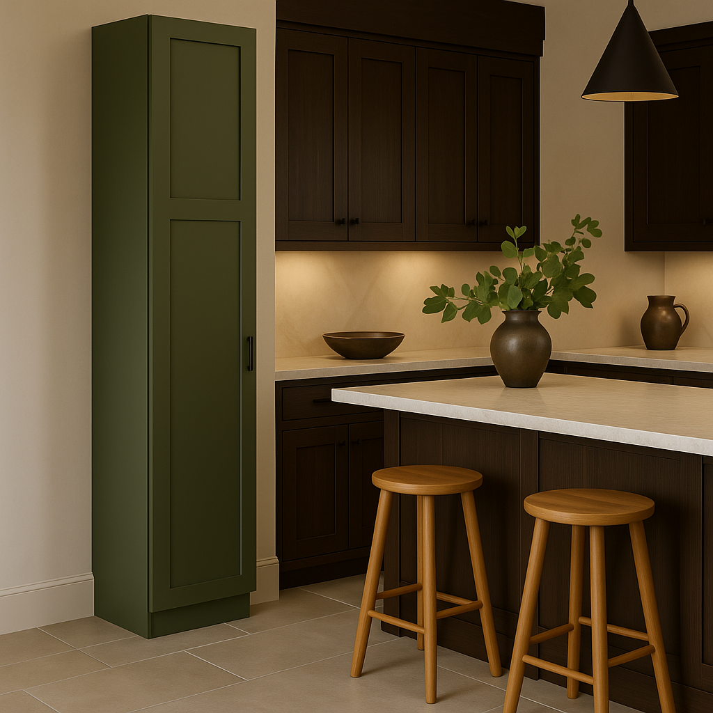 Hampton Bay Avondale 18 in. W x 24 in. D x 84 in. H Ready to Assemble Plywood Shaker Pantry Kitchen Cabinet in Fern Green