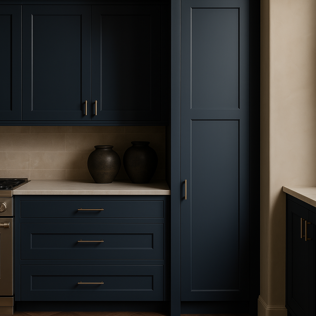 Hampton Bay Avondale Ink Blue Shaker Pantry Cabinet, 18x24x96