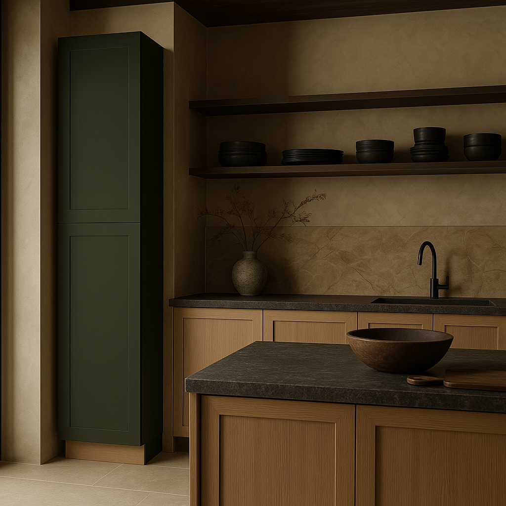 Hampton Bay Avondale 18 in. W x 24 in. D x 96 in. H Shaker Pantry Cabinet in Fern Green