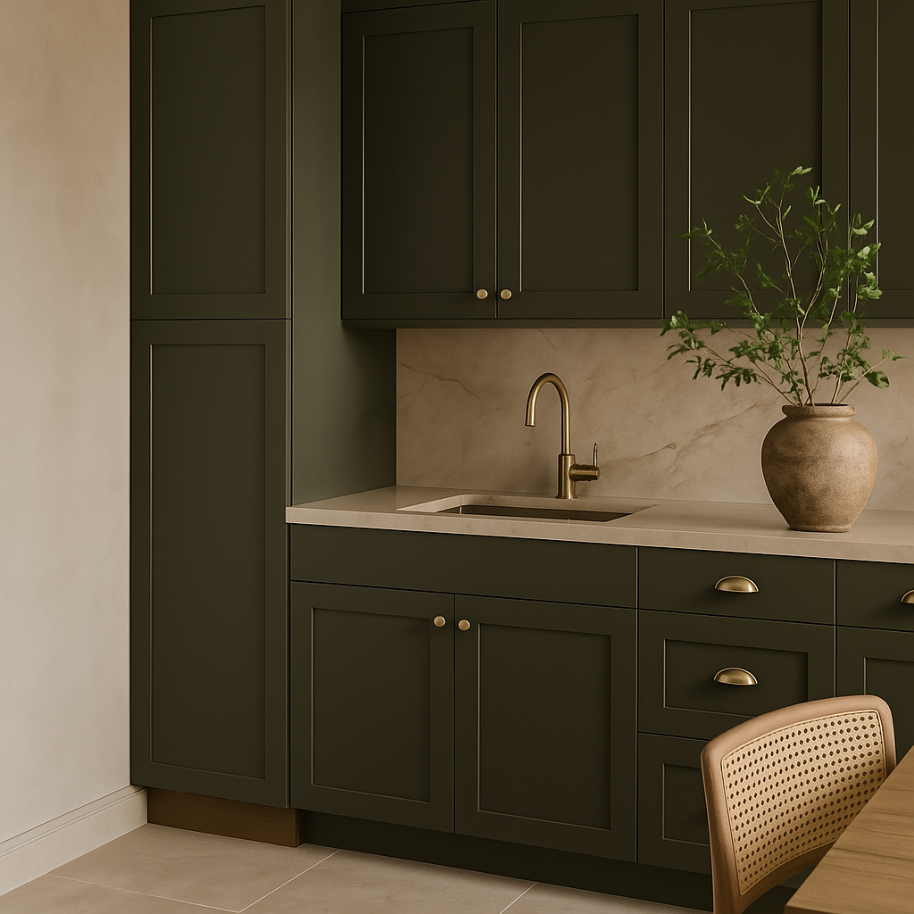 Hampton Bay Avondale 18 in. W x 24 in. D x 96 in. H Shaker Pantry Cabinet in Fern Green