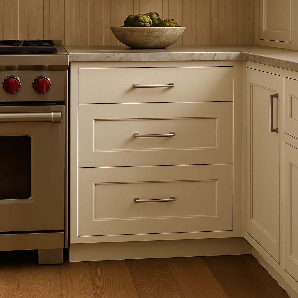 Hampton Bay Avondale 30-inch Shaker Drawer Base Cabinet in Antique White