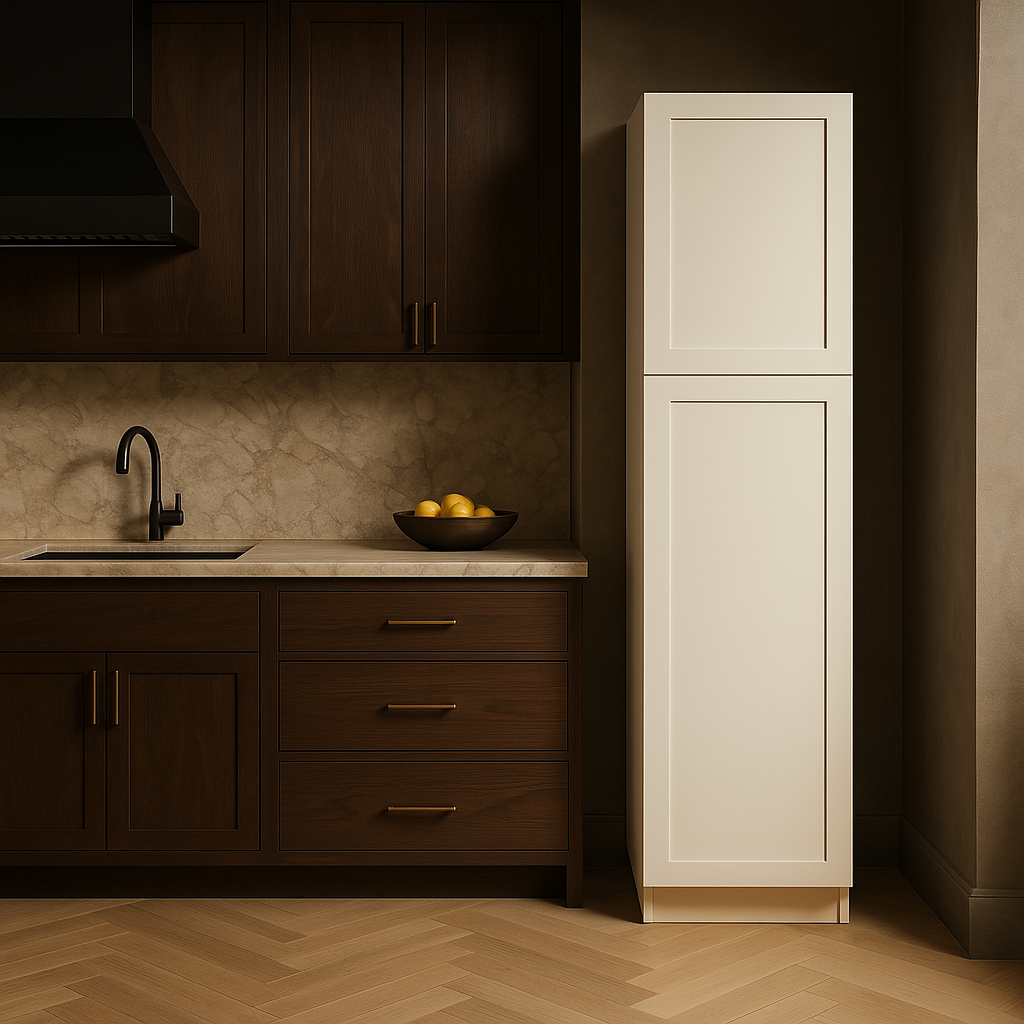 Hampton Bay Avondale 18 in. W x 24 in. D x 84 in. H Ready to Assemble Shaker Pantry Cabinet in Antique White