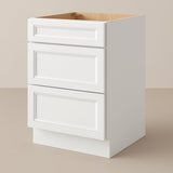 PELHAM & WHITE Keyport Shaker Drawer Base Kitchen Cabinet, Satin White, Ready to Assemble