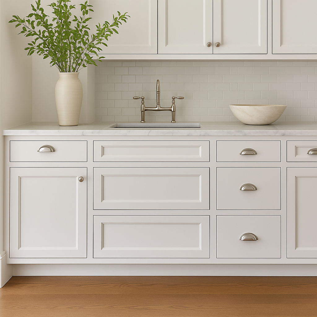 PELHAM & WHITE Keyport Shaker Drawer Base Kitchen Cabinet, Satin White, Ready to Assemble