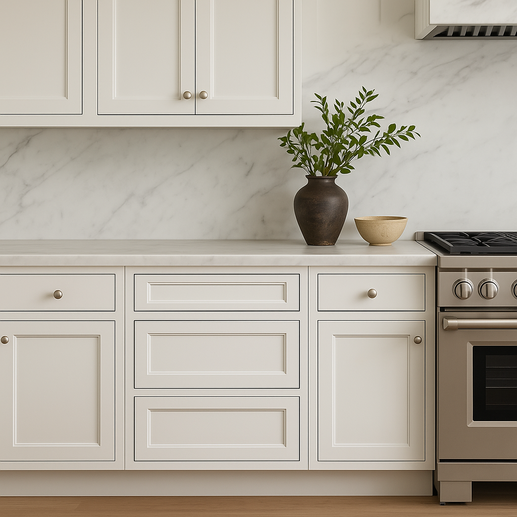 PELHAM & WHITE Keyport Shaker Drawer Base Kitchen Cabinet, Satin White, Ready to Assemble