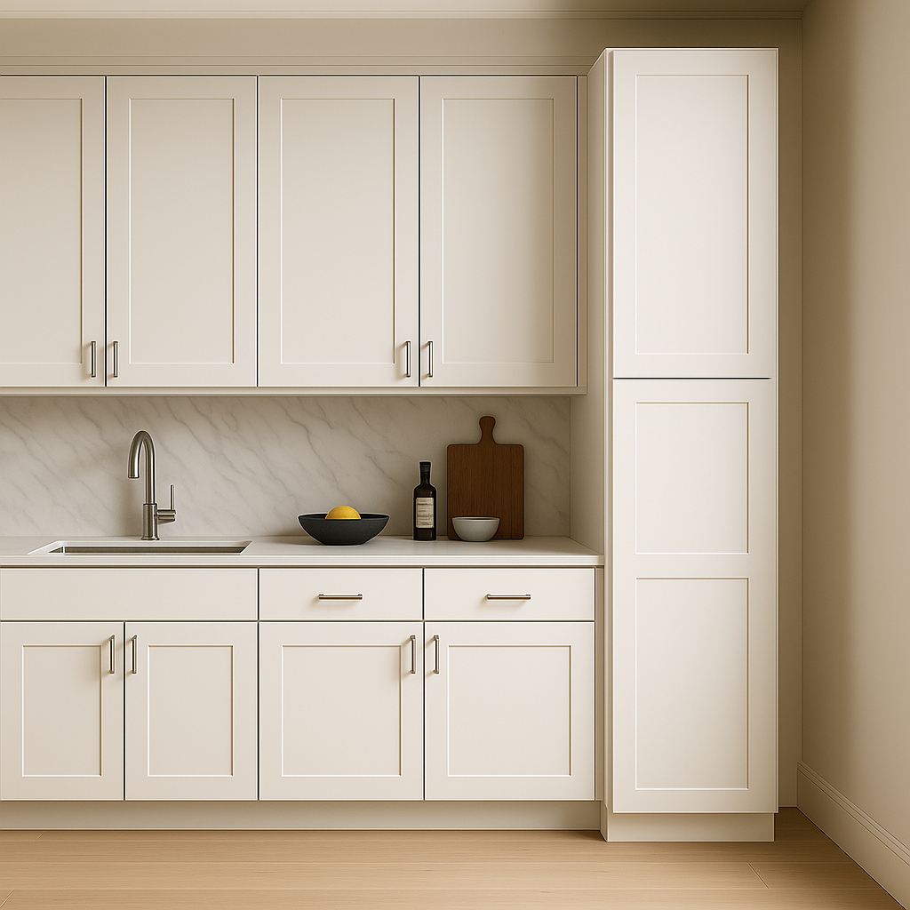 HOMEIBRO Shaker White Plywood Pantry Cabinet - 18" W x 24" D x 96" H