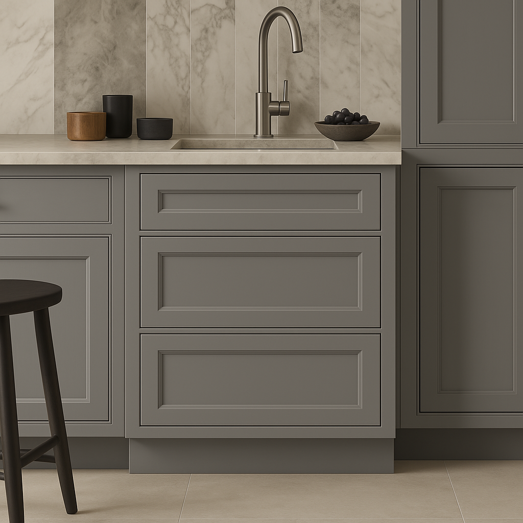 PELHAM & WHITE Keyport Shaker Gray Drawer Base Kitchen Cabinet - 24 in.