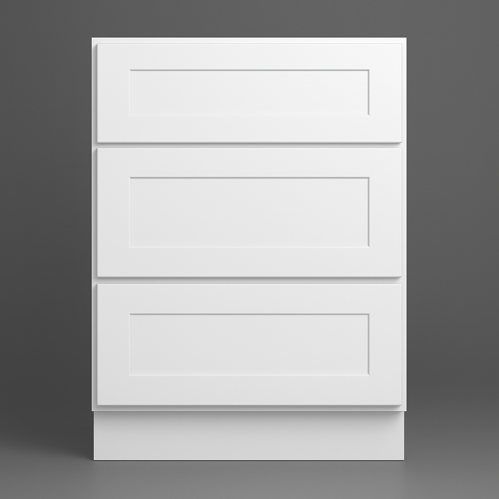 HOMEIBRO Shaker White Plywood Kitchen Cabinet with 3 Drawers - 21 in. W x 24 in. D x 34.5 in. H