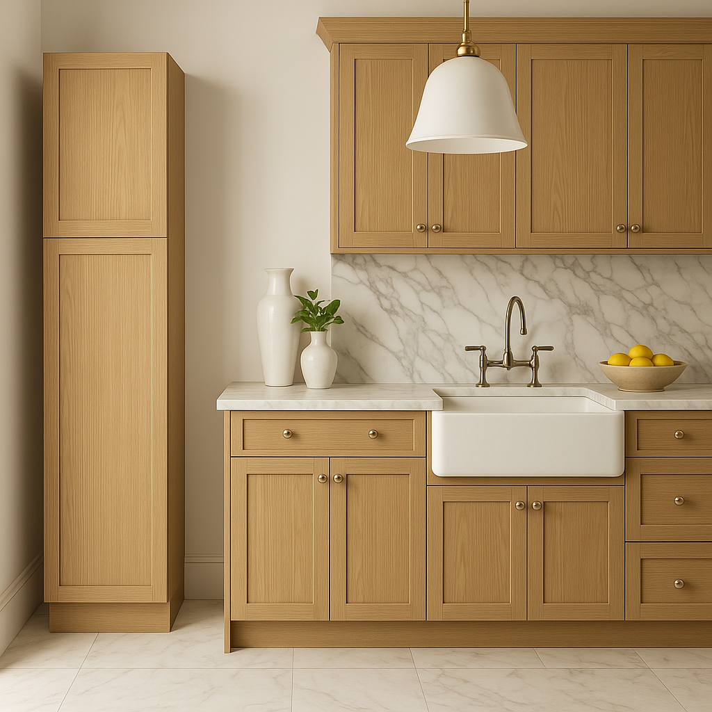 Hampton Bay Avondale White Oak Shaker Pantry Cabinet, 18x24x84 in.