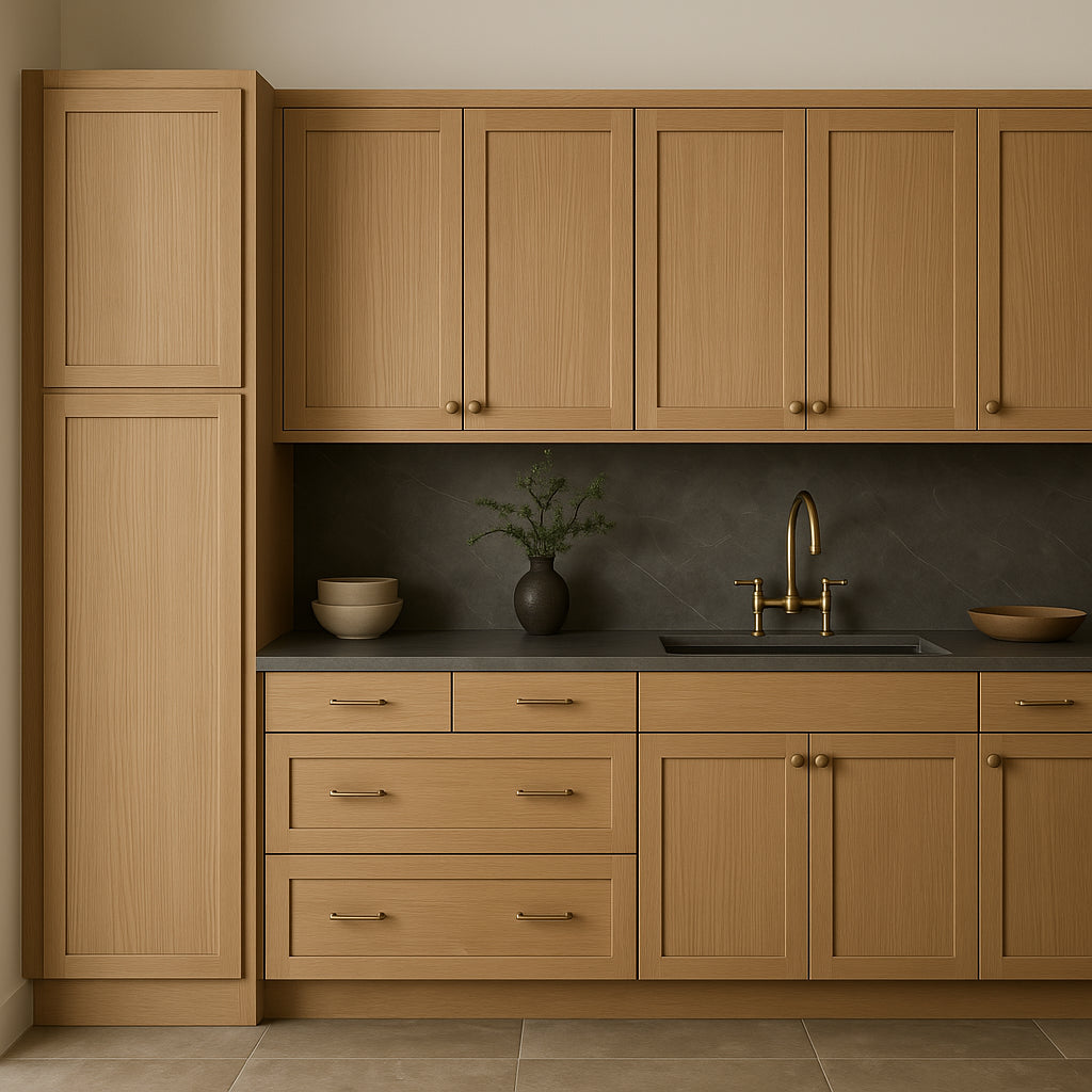 Hampton Bay Avondale White Oak Shaker Pantry Cabinet, 18x24x84 in.