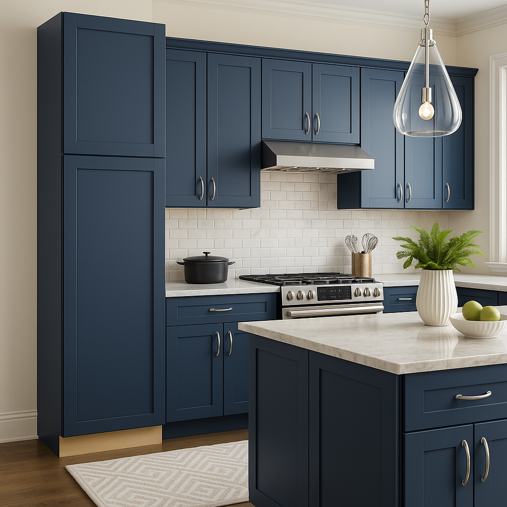 MILL'S PRIDE Valencia Blue Shaker Pantry Cabinet - 18" W x 24" D x 84" H