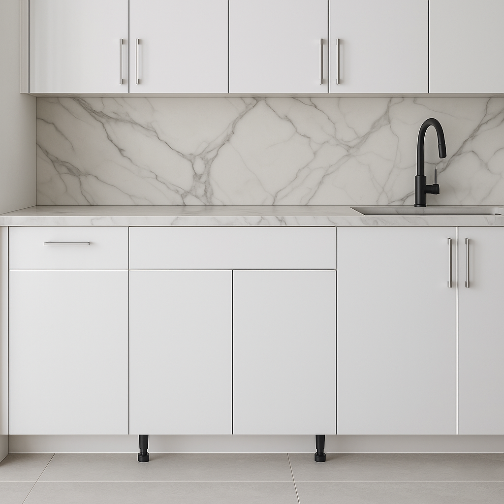 Cambridge Radiance 30 in. White Gloss Slab Base Kitchen Cabinet