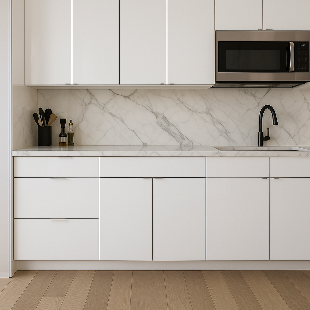 Cambridge Radiance 30 in. White Gloss Slab Base Kitchen Cabinet