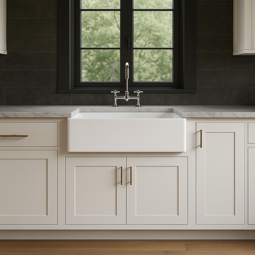 HOMLUX Shaker White Farm Sink Base Cabinet - Ready to Assemble
