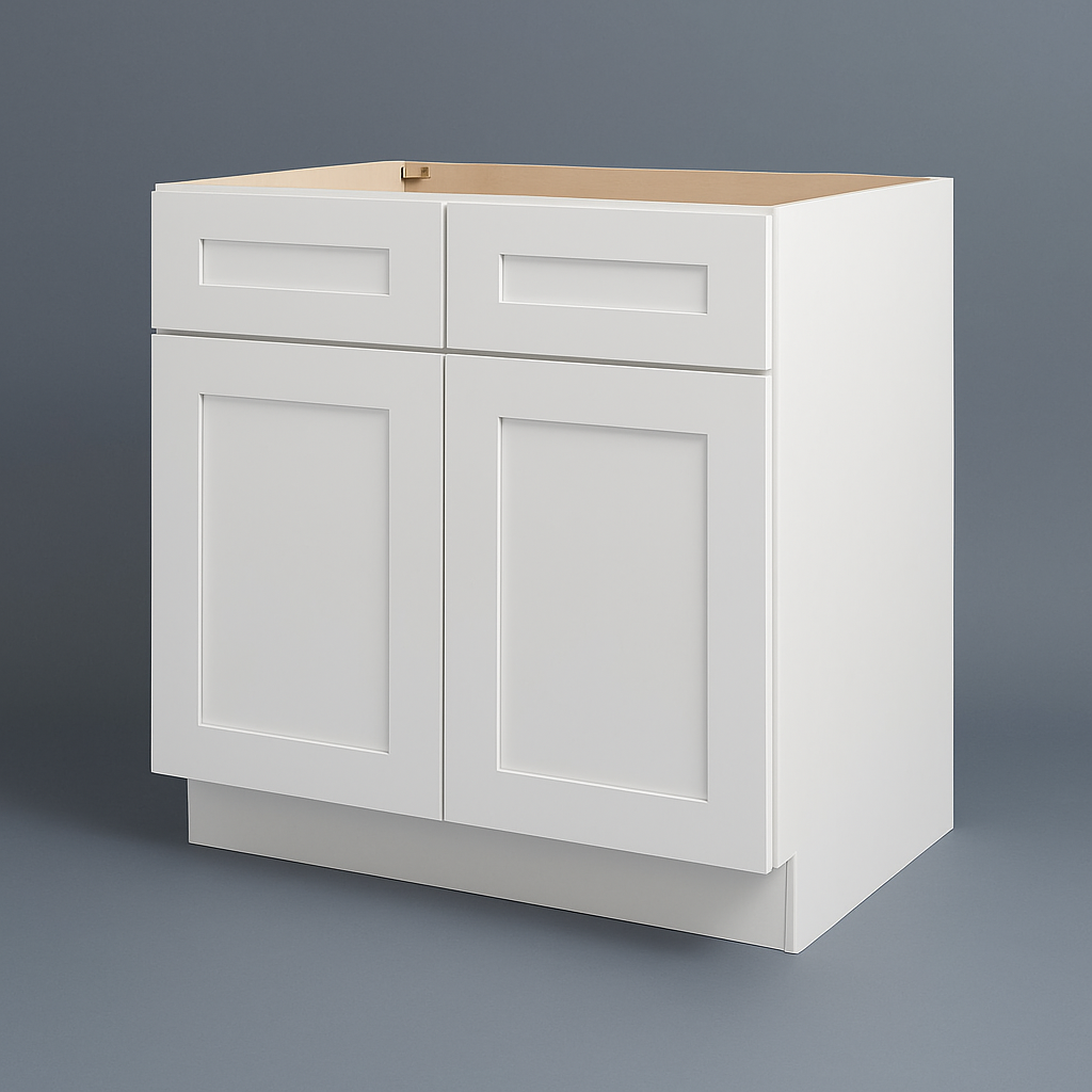 Plywell Ready to Assemble Shaker Base Cabinet with 2-Door and 2-Drawer in White