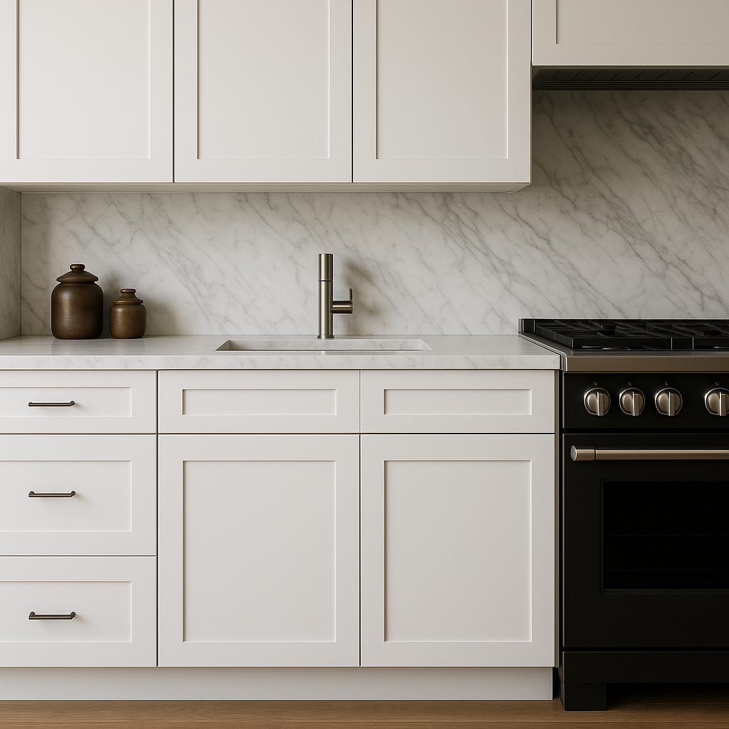 Plywell Ready to Assemble Shaker Base Cabinet with 2-Door and 2-Drawer in White