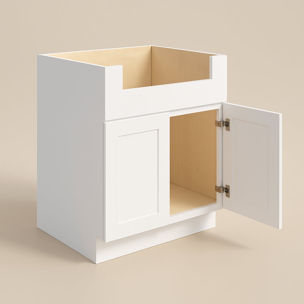 Plywell Shaker Farm Sink Base Cabinet, 36x34.5x24 in, White