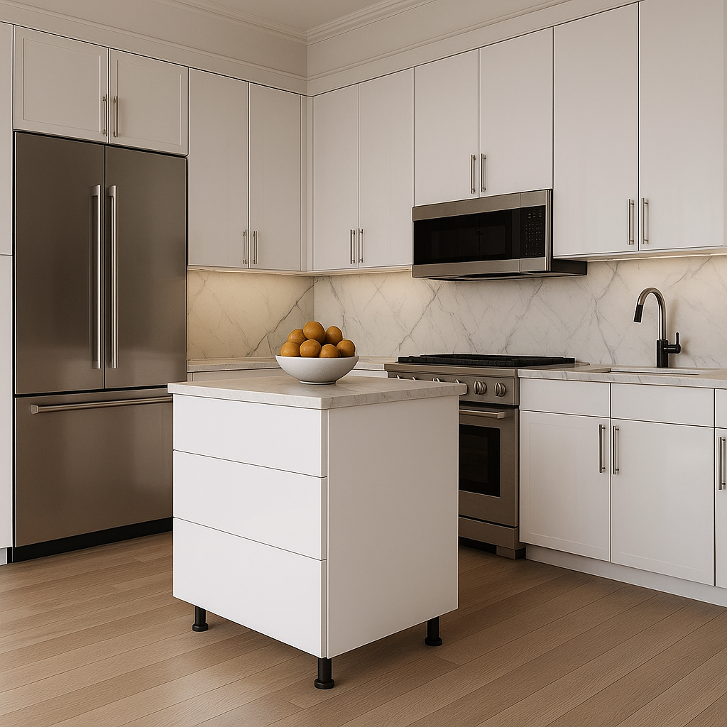 Cambridge Radiance White Gloss Slab Drawer Base Kitchen Cabinet