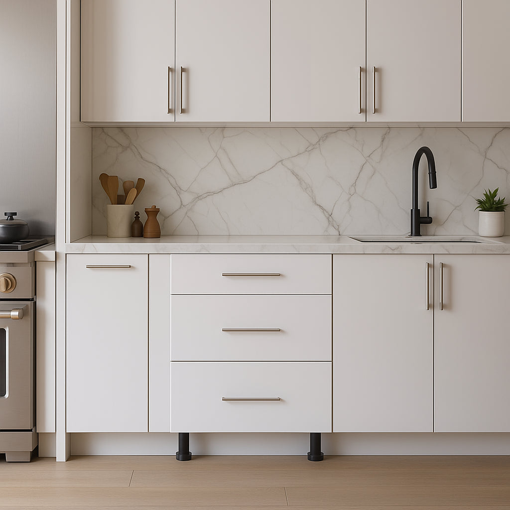 Cambridge Radiance White Gloss Slab Drawer Base Kitchen Cabinet