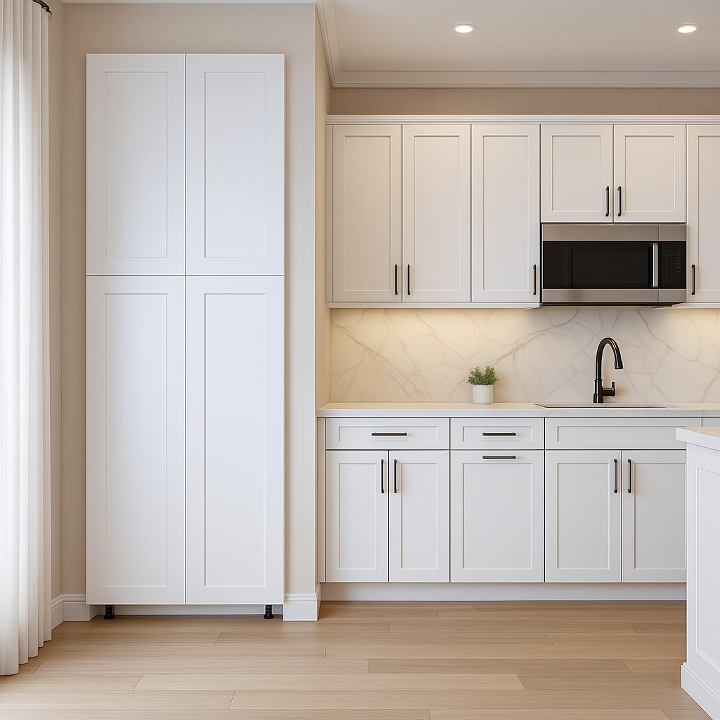 Cambridge Everest 30 in. W x 24 in. D x 84 in. H Ready to Assemble Shaker Pantry Kitchen Cabinet in White