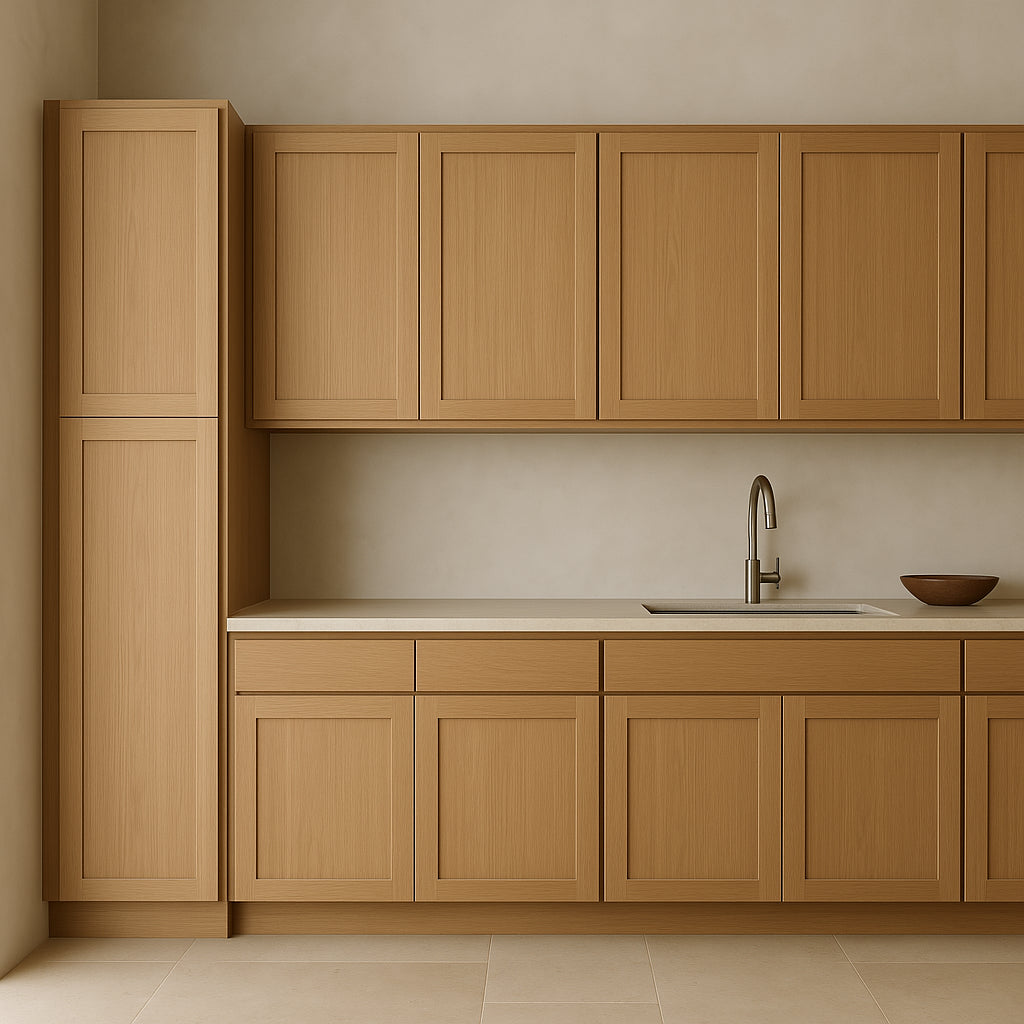 Hampton Bay Avondale White Oak Shaker Pantry Cabinet, 18x24x90
