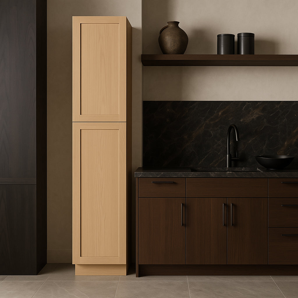 Hampton Bay Avondale White Oak Shaker Pantry Cabinet, 18x24x96 in.