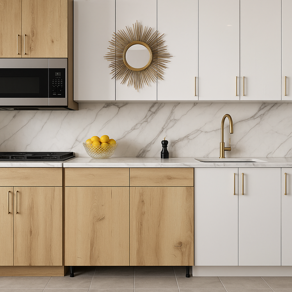 Cambridge Radiance Ready-to-Assemble Slab Base Kitchen Cabinet, Light Oak, 36 in.