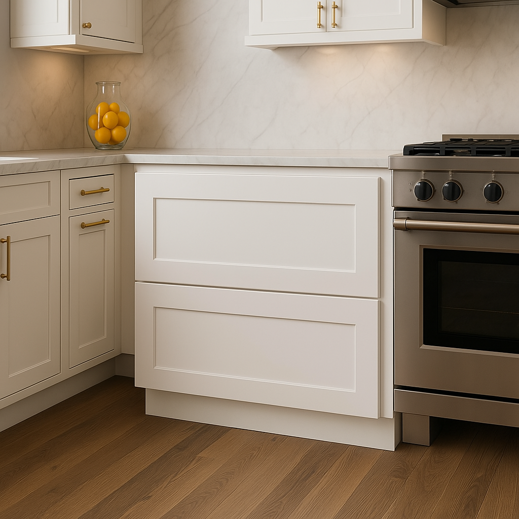CASAINC 36" White Shaker Kitchen Cabinet with 2 Drawers