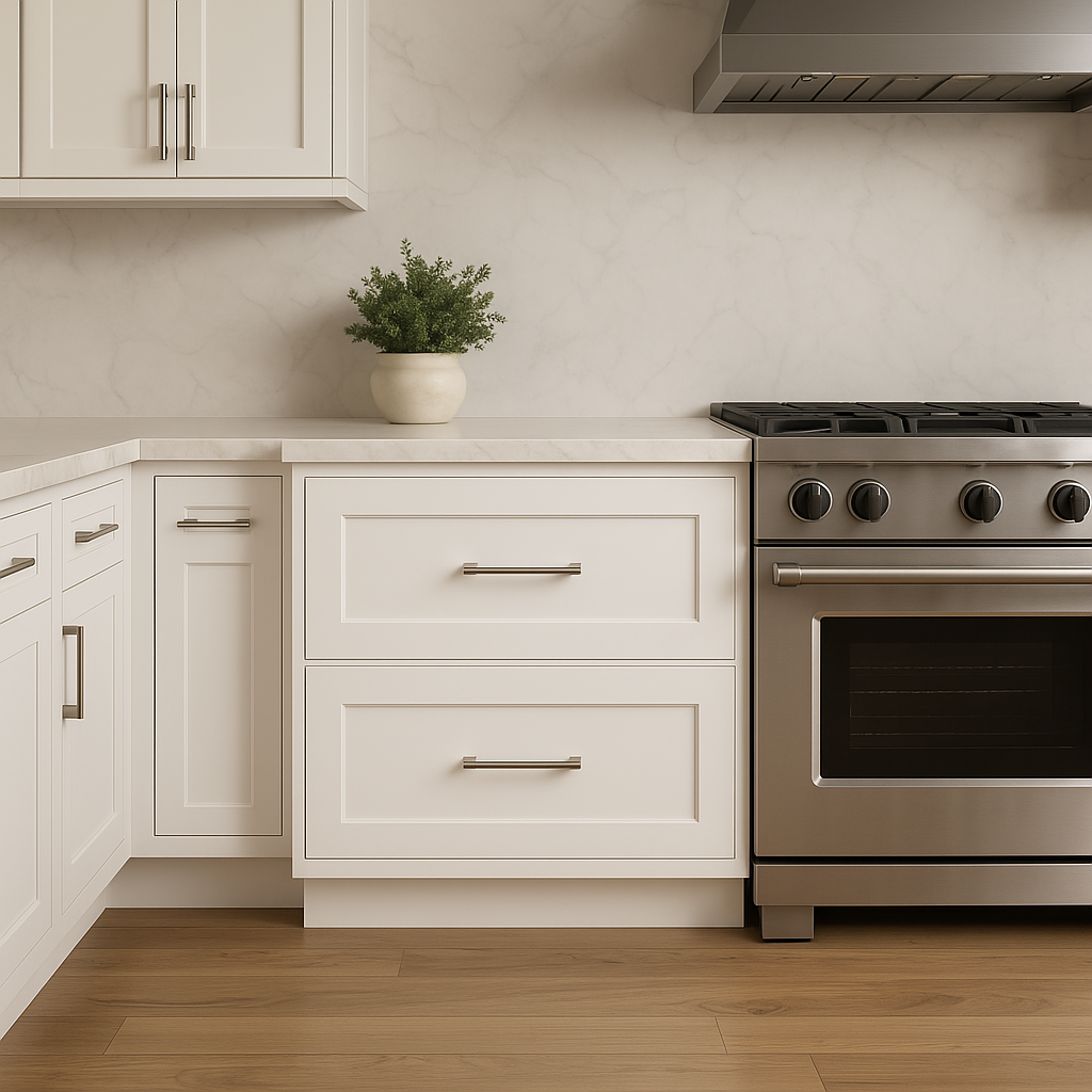 CASAINC 36" White Shaker Kitchen Cabinet with 2 Drawers