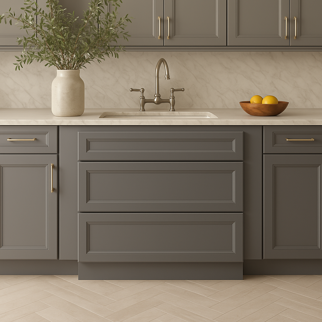 PELHAM & WHITE Keyport Shaker Charcoal Plywood Drawer Base Kitchen Cabinet