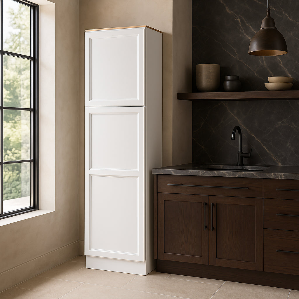 PELHAM & WHITE Keyport Shaker Pantry Cabinet - 18" W x 24" D x 84" H, White