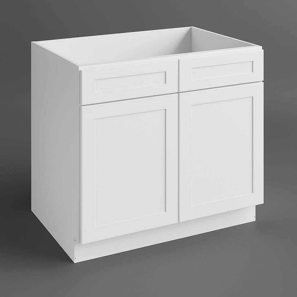 HOMEIBRO Shaker White Plywood Base Kitchen Cabinet with 2 Drawers and 2 Doors