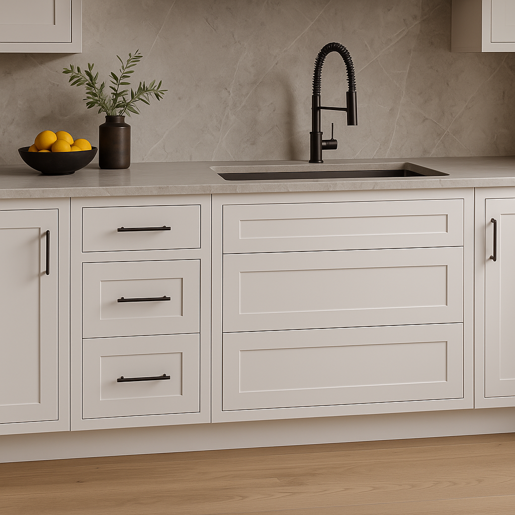 HOMEIBRO Shaker Dove Plywood Kitchen Cabinet with 3 Drawers - 36 in. W x 24 in. D x 34.5 in. H