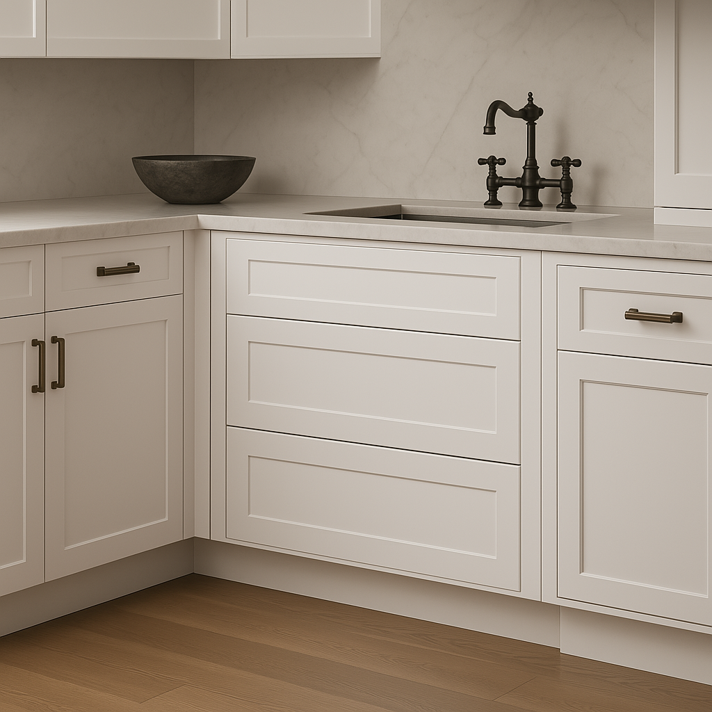 HOMEIBRO Shaker Dove Plywood Kitchen Cabinet with 3 Drawers - 36 in. W x 24 in. D x 34.5 in. H