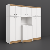 Inval Kitchen Storage Utility Cabinet in White and Vienes Oak, 3-Piece